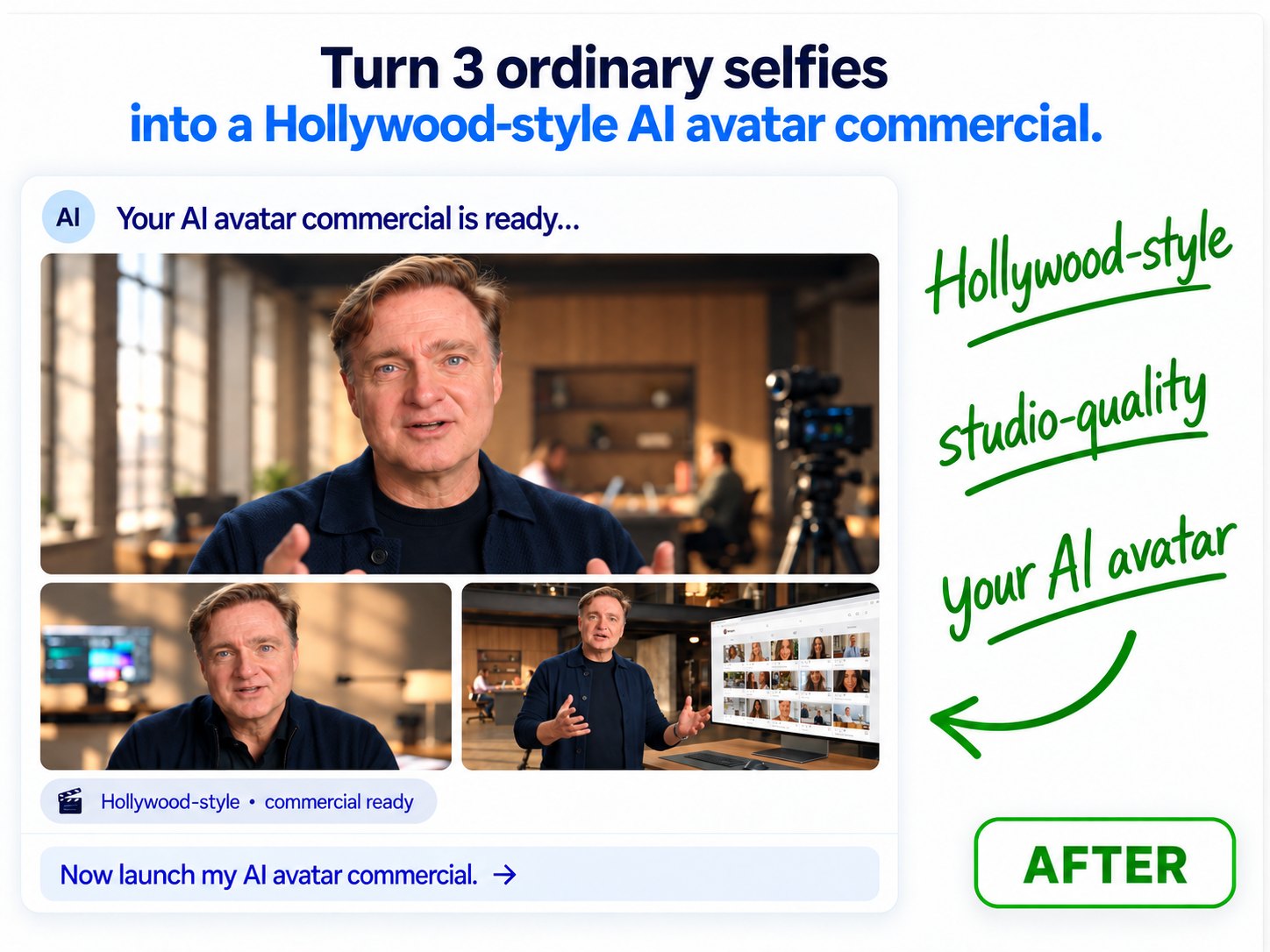 After - Completed AI avatar commercial interface